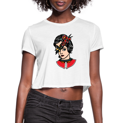 "Flower lady" Women's Cropped T-Shirt - white