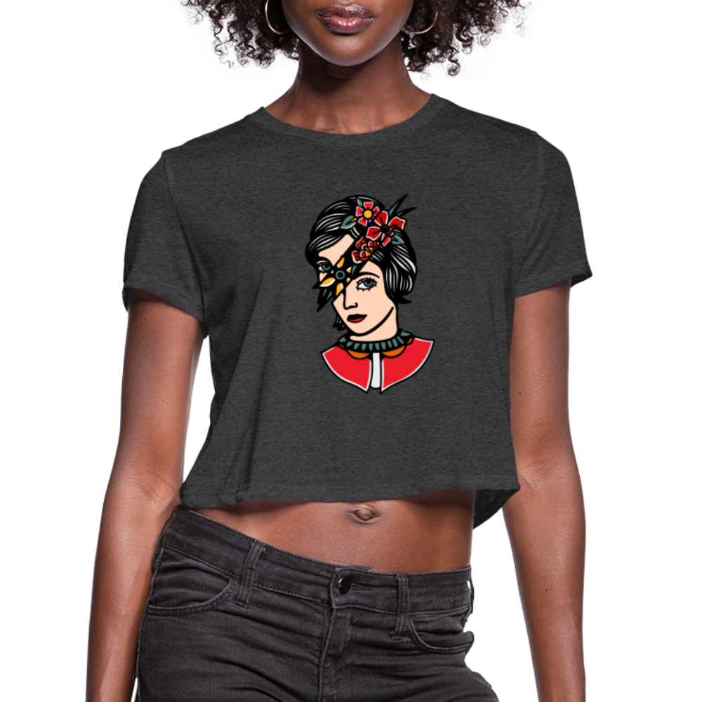 "Flower lady" Women's Cropped T-Shirt - deep heather