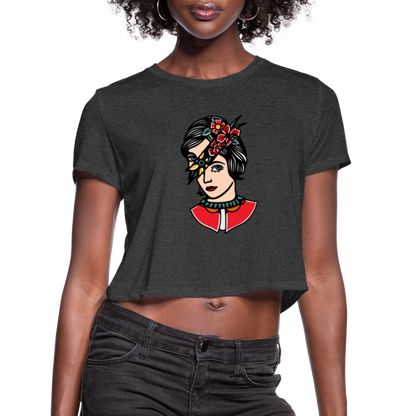 "Flower lady" Women's Cropped T-Shirt - deep heather