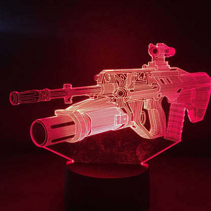 3D Night Light Colorful LED Light Fortress Hero Gun Weapons