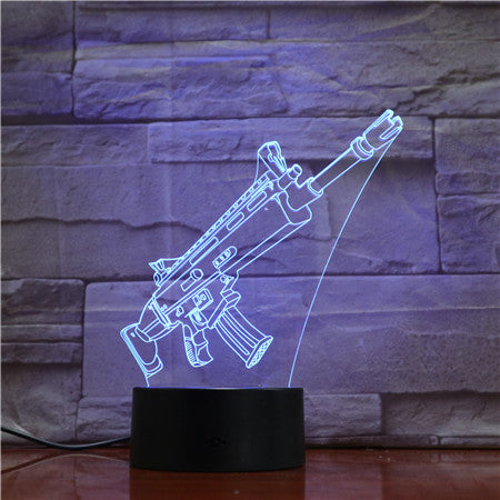 3D Night Light Colorful LED Light Fortress Hero Gun Weapons