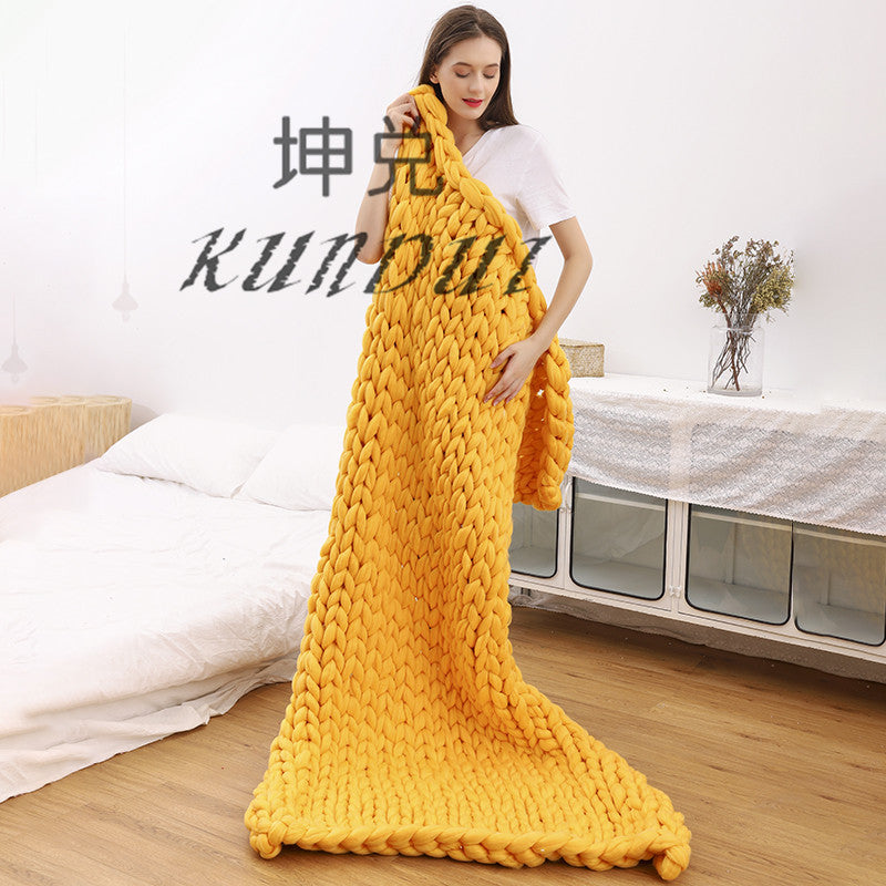 Handmade Chunky KnittedThick Yarn Merino Wool Blanket