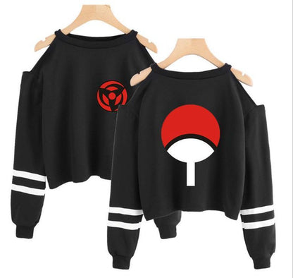 2020 Naruto Peripheral Anime Autumn and Winter New Products Strapless Long Sleeve Printed Round Neck Sweatshirt Top Women