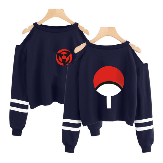 2020 Naruto Peripheral Anime Autumn and Winter New Products Strapless Long Sleeve Printed Round Neck Sweatshirt Top Women