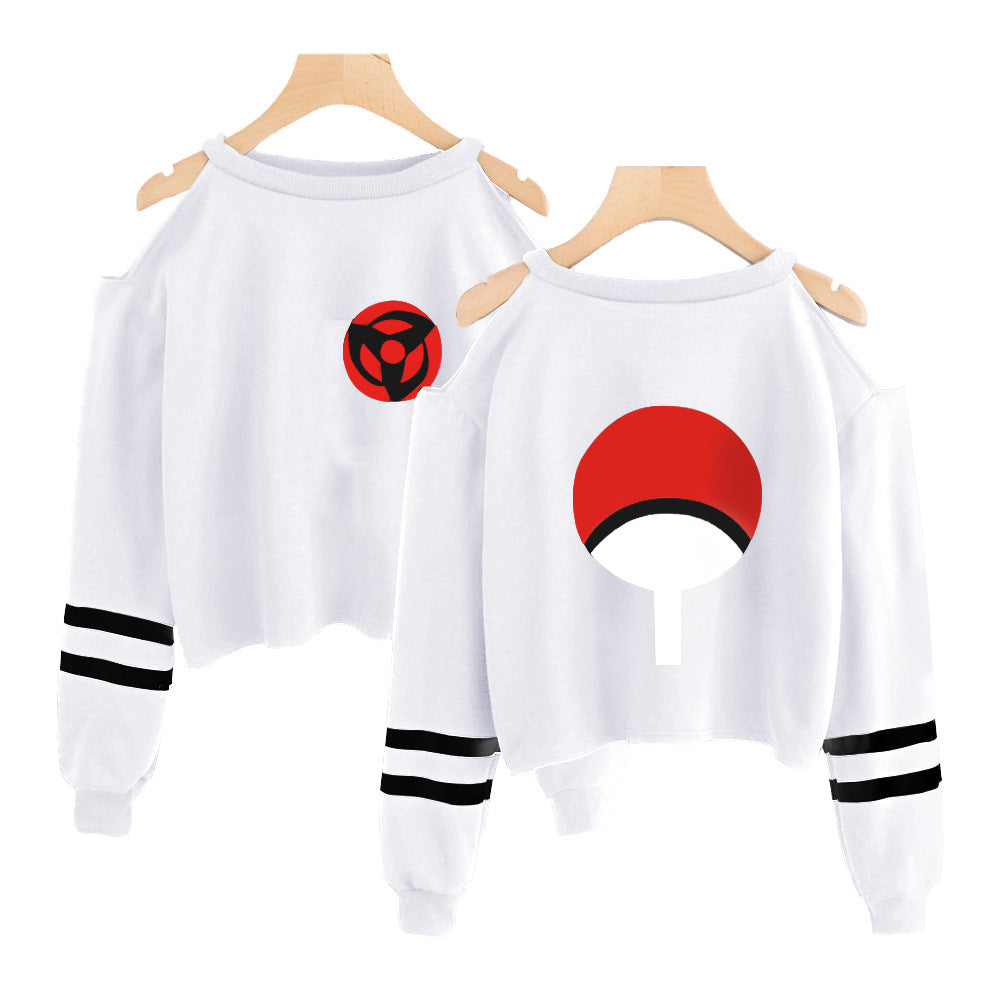 2020 Naruto Peripheral Anime Autumn and Winter New Products Strapless Long Sleeve Printed Round Neck Sweatshirt Top Women