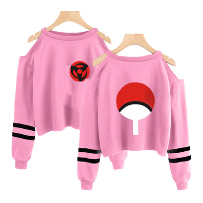 2020 Naruto Peripheral Anime Autumn and Winter New Products Strapless Long Sleeve Printed Round Neck Sweatshirt Top Women