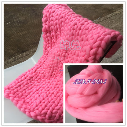 Handmade Chunky KnittedThick Yarn Merino Wool Blanket