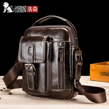 Leather first layer leather men's shoulder small shoulder bag leather 8 inch ipadmini casual slung men's bag