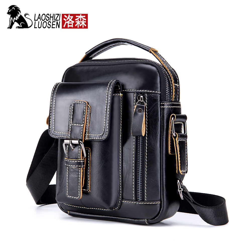 Leather first layer leather men's shoulder small shoulder bag leather 8 inch ipadmini casual slung men's bag