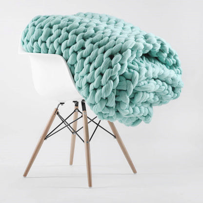 Handmade Chunky KnittedThick Yarn Merino Wool Blanket