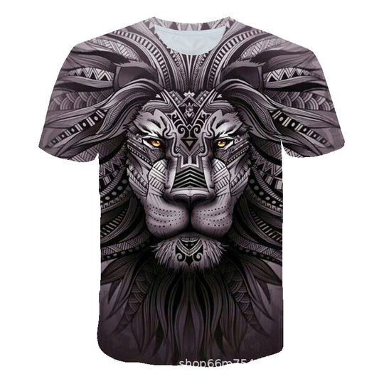 3D lion face art style men's TShirt