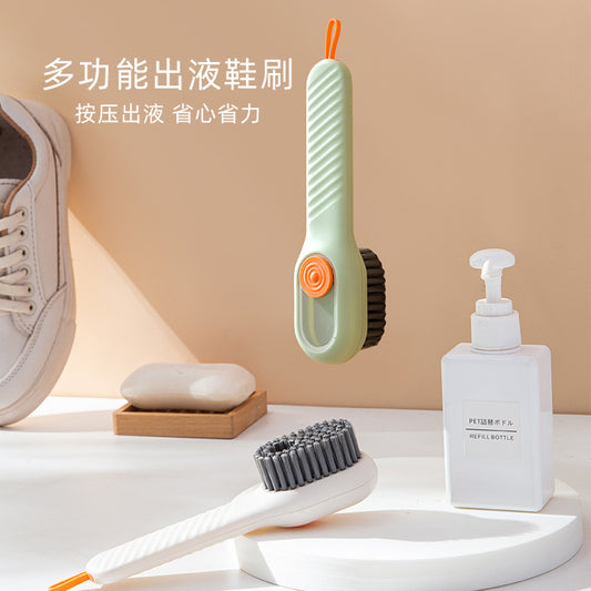 Multifunctional automatic liquid-adding shoe brush