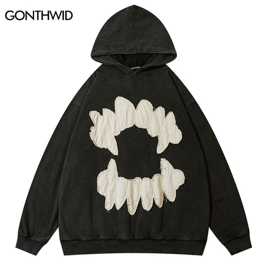 Ripped Teeth Patch Hoodie